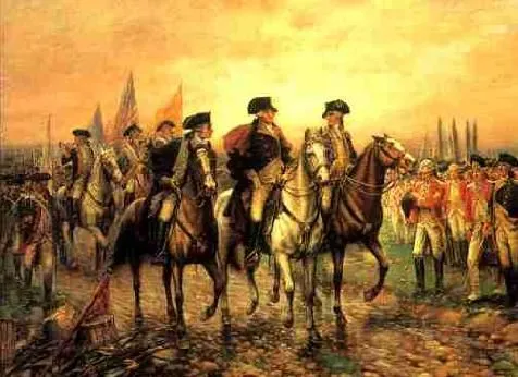 Surrender of Cornwallis to Washington at Yorktown - by Edward Percy Moran